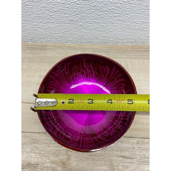 Coconut Shell Bowl Pink Splash Handmade And Painted - Picture 4 of 5